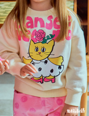 BEBEBEBE WINTER Rose dress cat sweatshirt