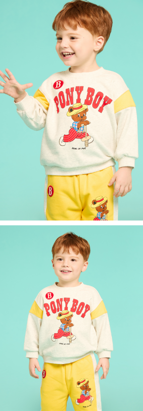 BEBE DE PINO Pony boy baby color block sweatshirt
