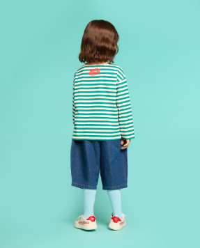 BEBE DE PINO Alice birds stripe long sleeve tee