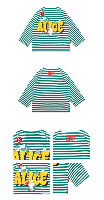 BEBE DE PINO Alice birds stripe long sleeve tee