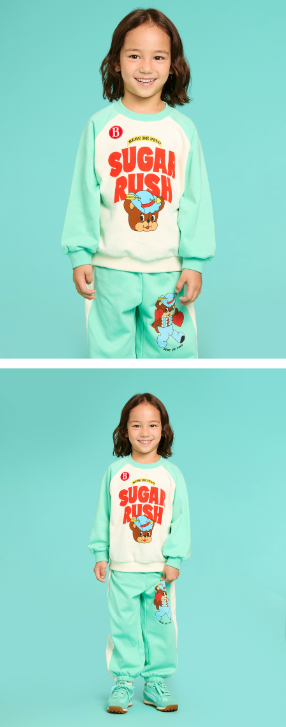 BEBE DE PINO Sugar bear raglan color block sweatshirt
