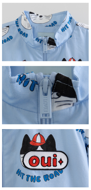 I LOVE J Oui cat windbreaker jacket