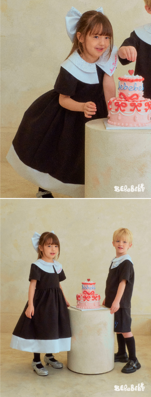 BEBEBEBE BIRTHDAY PRE ORDER Birthday round collar dress (BLACK)