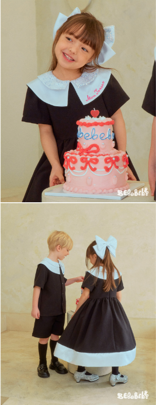 BEBEBEBE BIRTHDAY PRE ORDER Birthday round collar dress (BLACK)