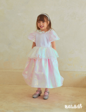 BEBEBEBE BIRTHDAY PRE ORDER Birthday glossy fill puff dress (PINK)