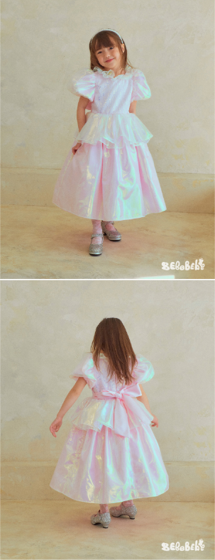 BEBEBEBE BIRTHDAY PRE ORDER Birthday glossy fill puff dress (PINK)