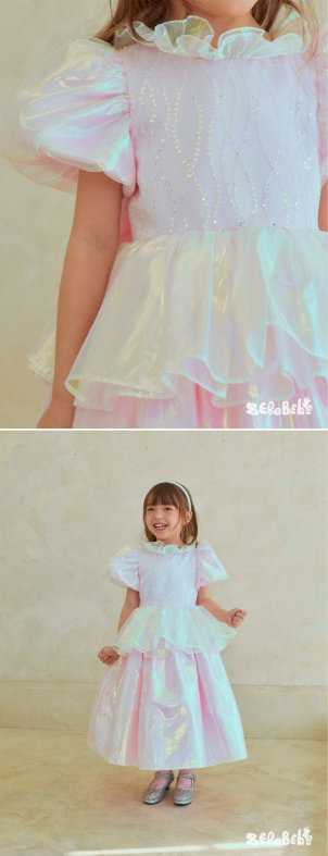 BEBEBEBE BIRTHDAY PRE ORDER Birthday glossy fill puff dress (PINK)