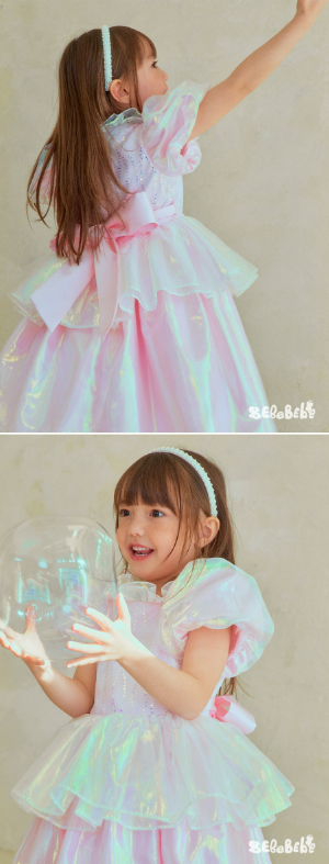 BEBEBEBE BIRTHDAY PRE ORDER Birthday glossy fill puff dress (PINK)