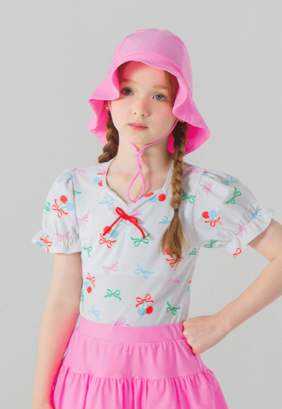 I LOVE J nerd shirring rashguard set