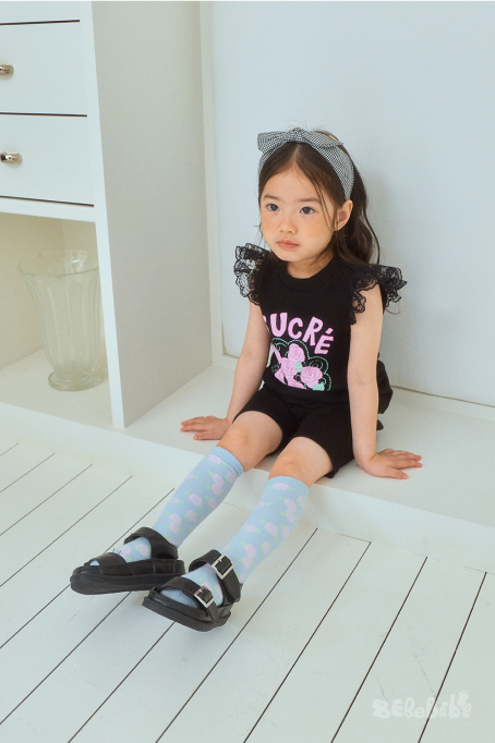 BEBEBEBE cream rose frill leggings set