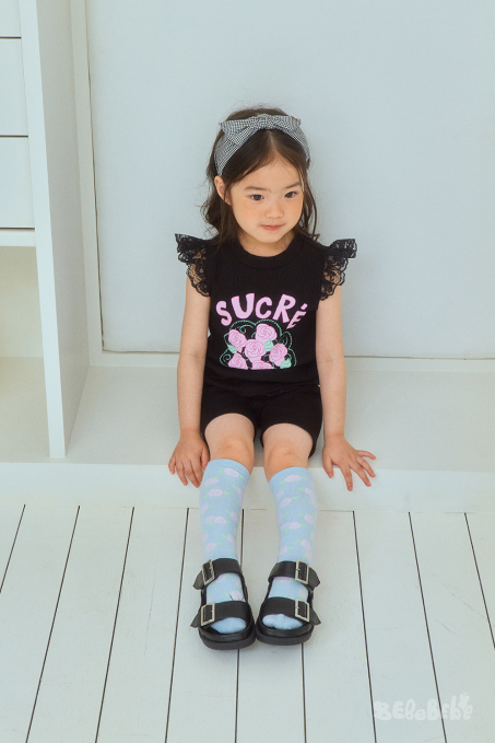 BEBEBEBE cream rose frill leggings set