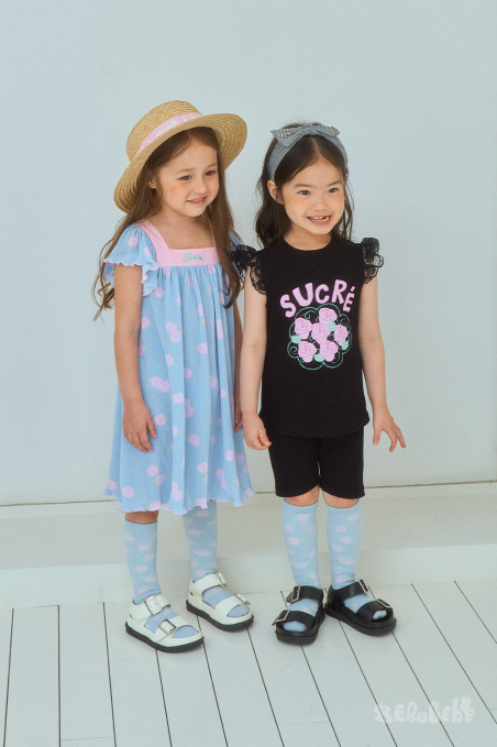 BEBEBEBE cream rose frill leggings set