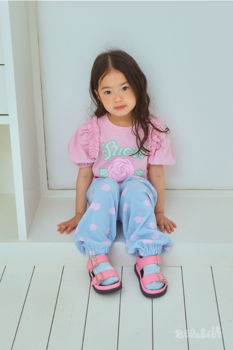 BEBEBEBE cream rose puff pleats set