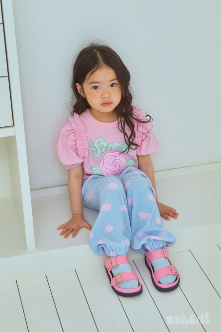 BEBEBEBE cream rose puff pleats set