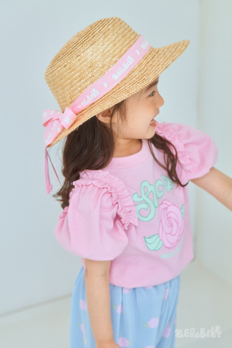 BEBEBEBE cream rose puff pleats set