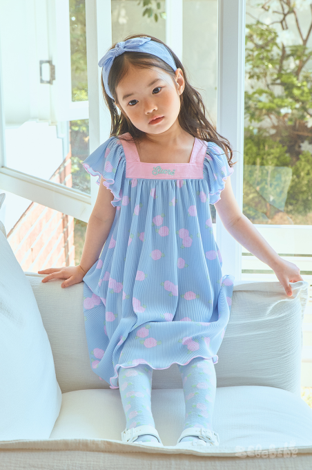 BEBEBEBE cream rose pleats dress