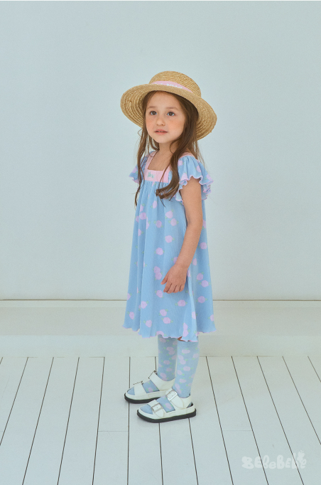 BEBEBEBE cream rose pleats dress