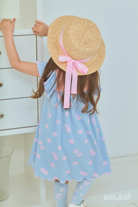 BEBEBEBE cream rose pleats dress