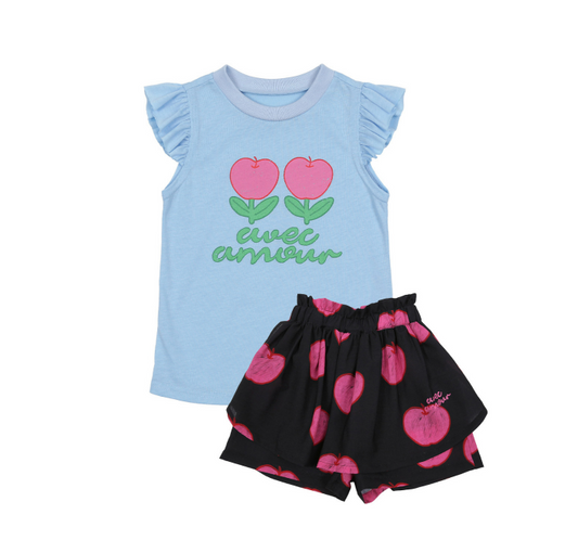 BEBEBEBE apple flower layered frill set
