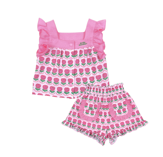 BEBEBEBE apple flower frill blouse set