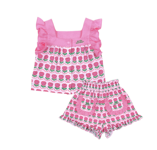 BEBEBEBE apple flower frill blouse set