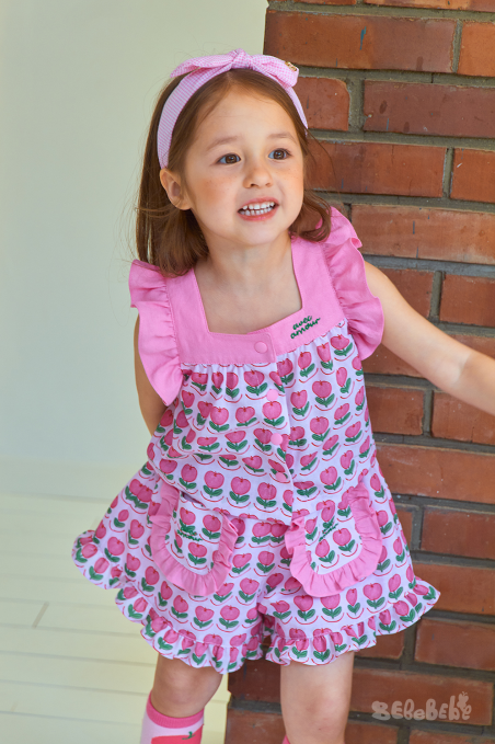 BEBEBEBE apple flower frill blouse set