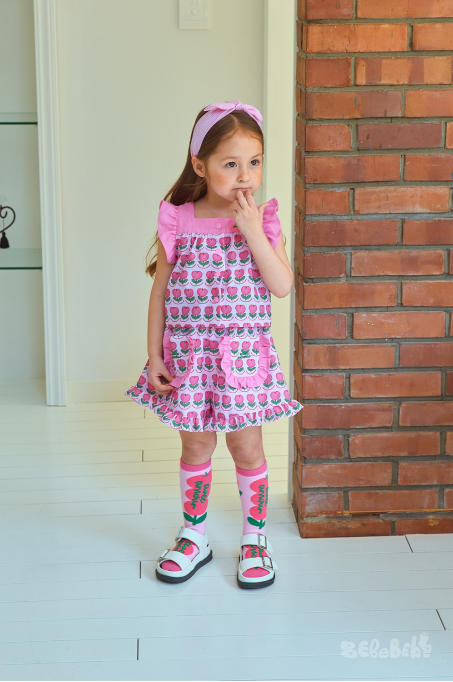 BEBEBEBE apple flower frill blouse set
