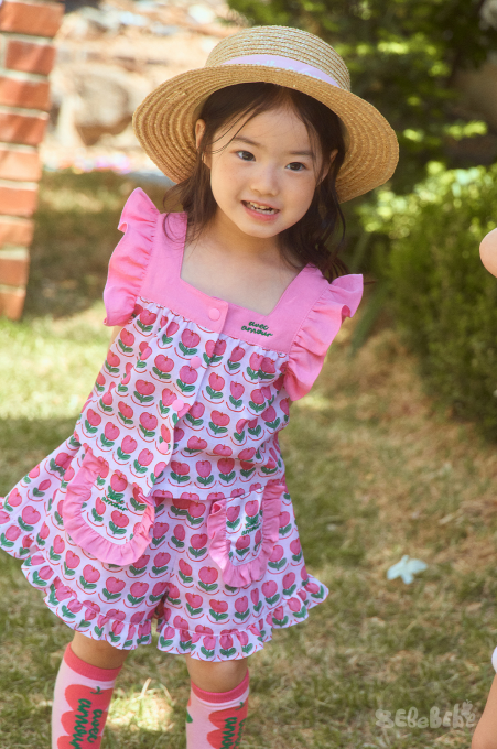 BEBEBEBE apple flower frill blouse set