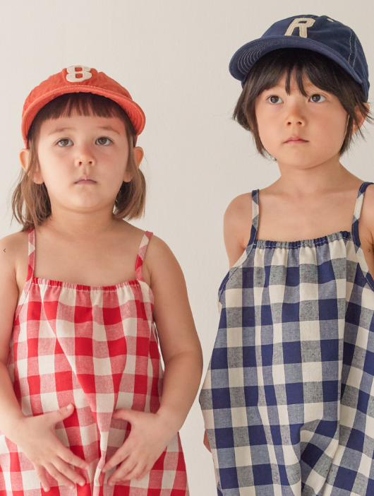 RAWUMBER berry gingham check overall
