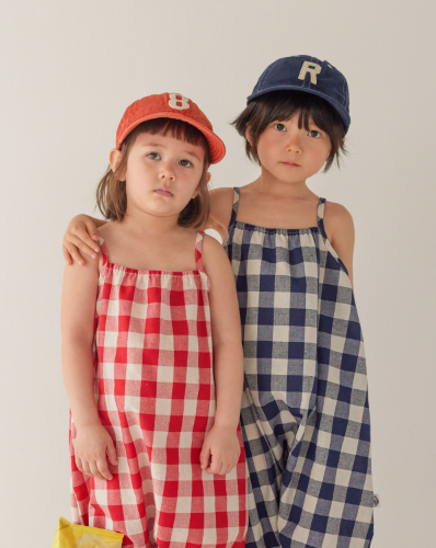 RAWUMBER berry gingham check overall
