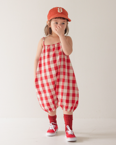 RAWUMBER berry gingham check overall