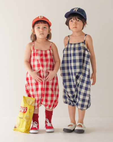 RAWUMBER berry gingham check overall