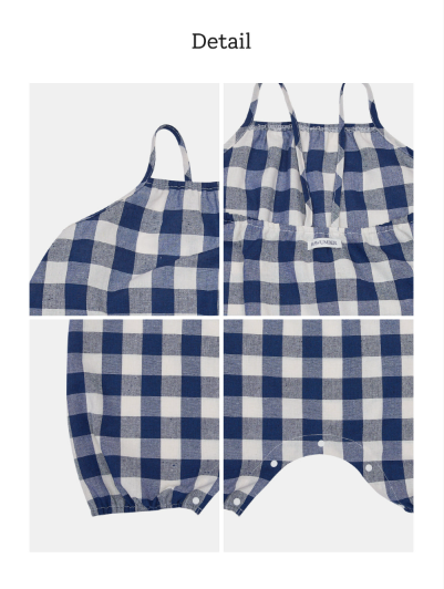 RAWUMBER berry gingham check overall