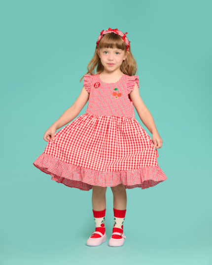 BEBE DE PINO All over gingham check cherry dress