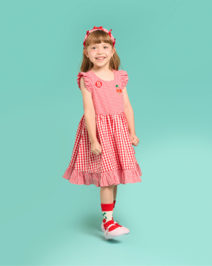 BEBE DE PINO All over gingham check cherry dress