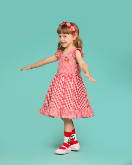 BEBE DE PINO All over gingham check cherry dress