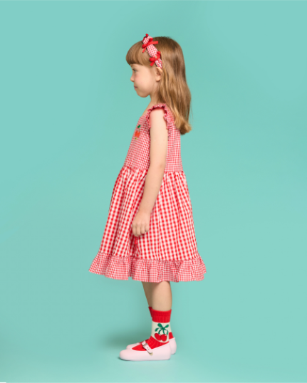 BEBE DE PINO All over gingham check cherry dress