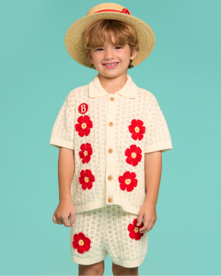 BEBE DE PINO Groovy flower crochet cardigan