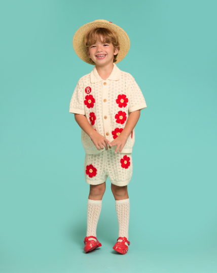 BEBE DE PINO Groovy flower crochet cardigan