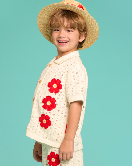 BEBE DE PINO Groovy flower crochet short pants