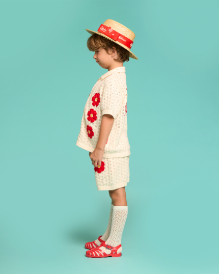 BEBE DE PINO Groovy flower crochet short pants