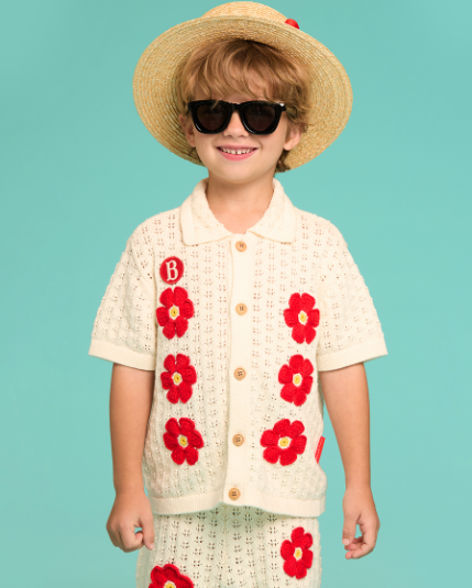BEBE DE PINO Groovy flower crochet cardigan
