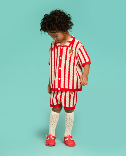 BEBE DE PINO Groovy bear crochet cardigan