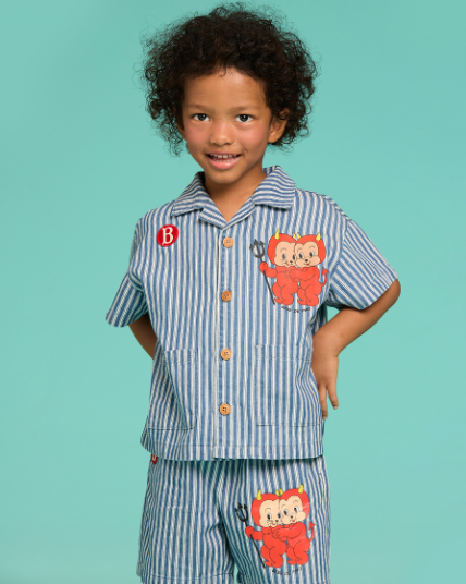 BEBE DE PINO Little demons stripe denim shirt