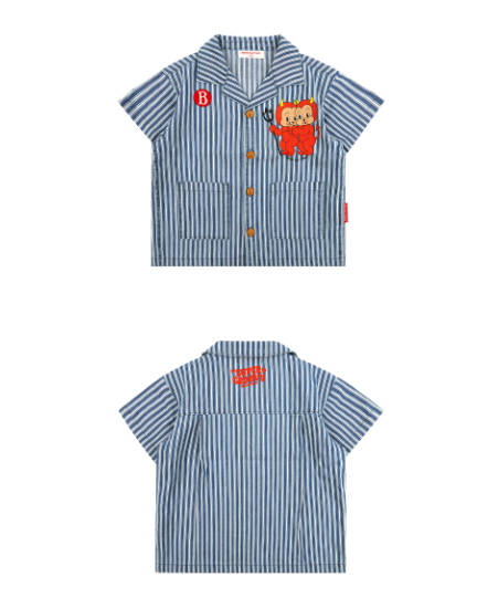 BEBE DE PINO Little demons stripe denim shirt