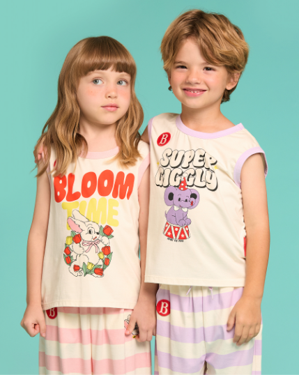 BEBE DE PINO Blooming rabbit stripe lounge wear set