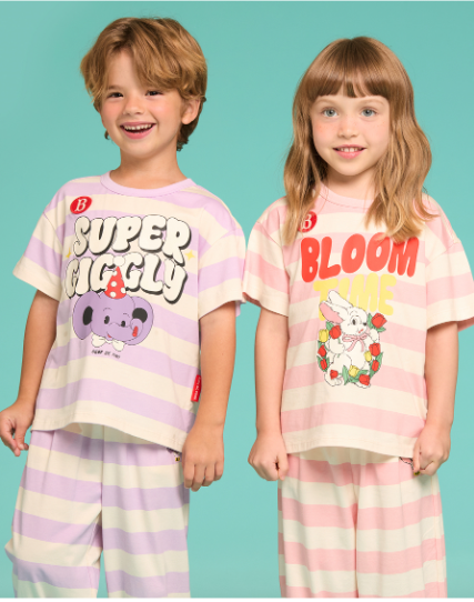 BEBE DE PINO Blooming rabbit stripe lounge wear set