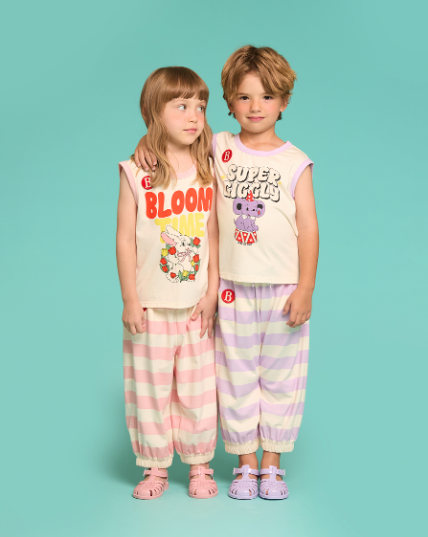 BEBE DE PINO Blooming rabbit stripe lounge wear set