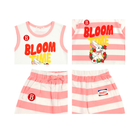 BEBE DE PINO Blooming rabbit stripe lounge wear set