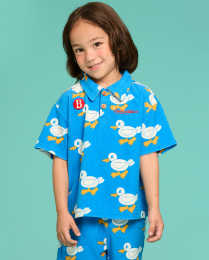 BEBE DE PINO All over groovy duck terry collar tee